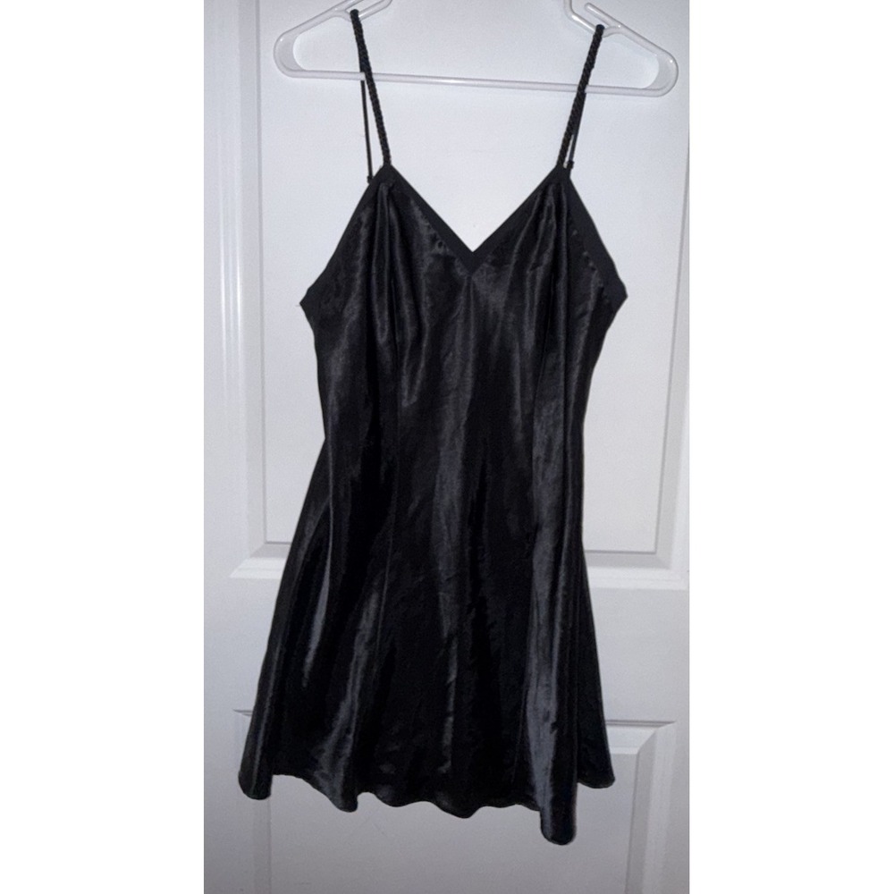 Victoria Secret Vintage Gold Label Size: Medium Black Chemise Slip Dress Nightie